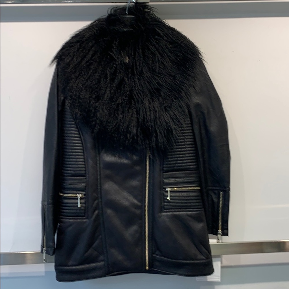 Long Shearling Biker Trench